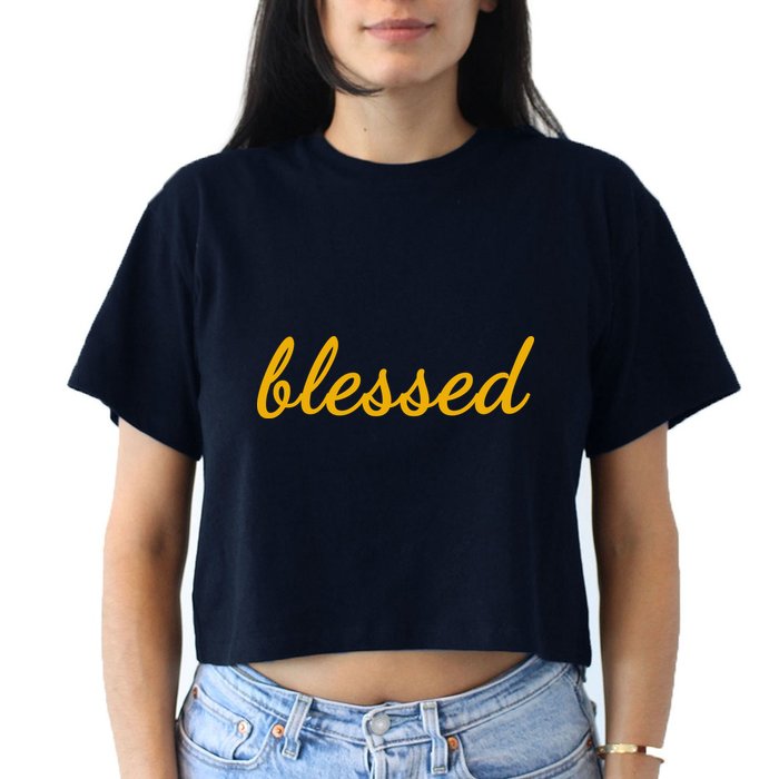 Blessed Yellow Christian Women's Crop Top Tee