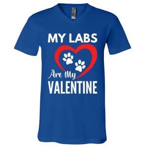 Black Yellow Chocolate Lab Are My Valentine's Day Labrador Gift V-Neck T-Shirt