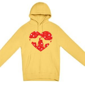 Black Yellow Chocolate Lab Heart Valentine's Day Labrador Gift Premium Pullover Hoodie