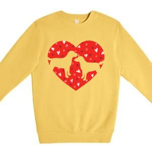 Black Yellow Chocolate Lab Heart Valentine's Day Labrador Gift Premium Crewneck Sweatshirt