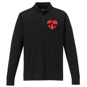 Black Yellow Chocolate Lab Heart Valentine's Day Labrador Gift Performance Long Sleeve Polo