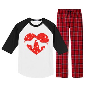 Black Yellow Chocolate Lab Heart Valentine's Day Labrador Gift Raglan Sleeve Pajama Set