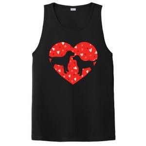 Black Yellow Chocolate Lab Heart Valentine's Day Labrador Gift PosiCharge Competitor Tank