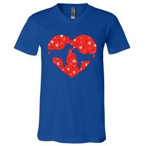 Black Yellow Chocolate Lab Heart Valentine's Day Labrador Gift V-Neck T-Shirt