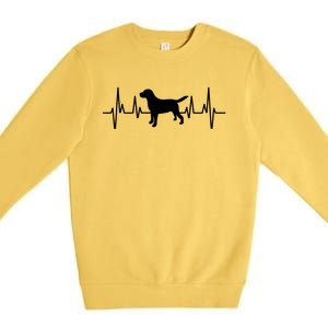 Black Yellow Chocolate Lab Heartbeat Valentine's Labrador Gift Premium Crewneck Sweatshirt