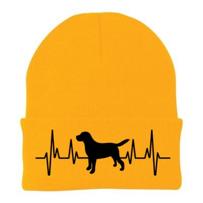 Black Yellow Chocolate Lab Heartbeat Valentine's Labrador Gift Knit Cap Winter Beanie