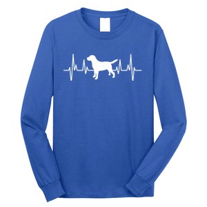 Black Yellow Chocolate Lab Heartbeat Valentine's Labrador Gift Long Sleeve Shirt