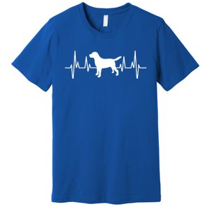 Black Yellow Chocolate Lab Heartbeat Valentine's Labrador Gift Premium T-Shirt