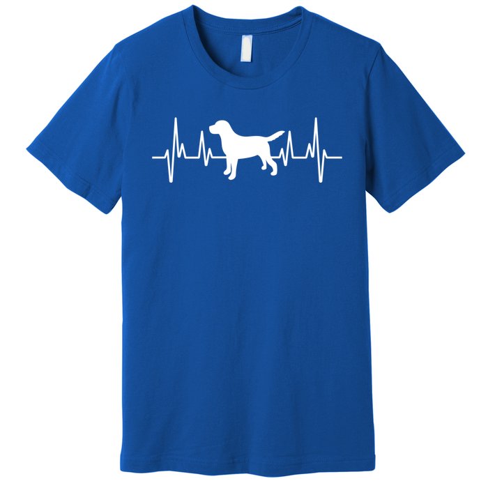 Black Yellow Chocolate Lab Heartbeat Valentine's Labrador Gift Premium T-Shirt