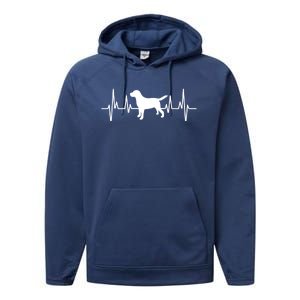 Black Yellow Chocolate Lab Heartbeat Valentine's Labrador Gift Performance Fleece Hoodie