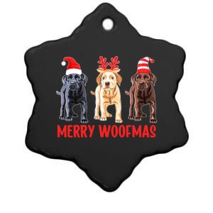 Black Yellow Chocolate Lab Christmas Labrador Merry Woofmas Gift Ceramic Star Ornament