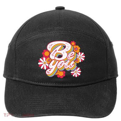 Be You Colorful Retro Vintage Floral 7-Panel Snapback Hat