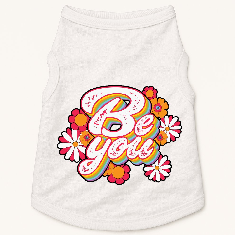 Be You Colorful Retro Vintage Floral Doggie Tank