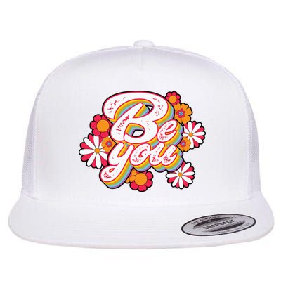 Be You Colorful Retro Vintage Floral Flatbill Hat