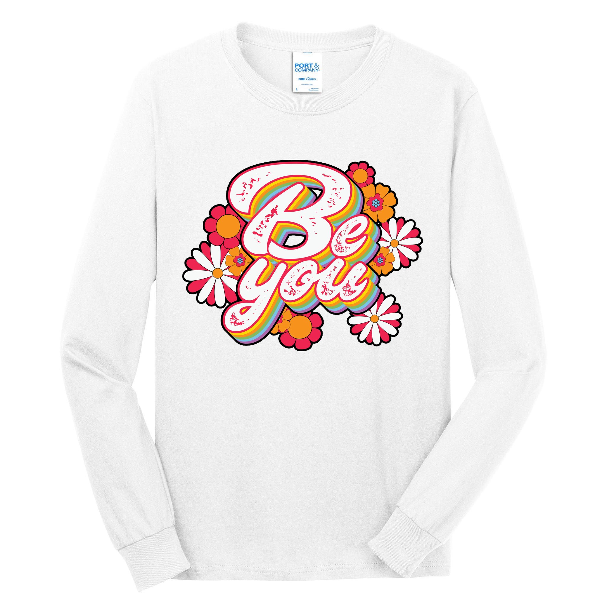 Be You Colorful Retro Vintage Floral Tall Long Sleeve T-Shirt