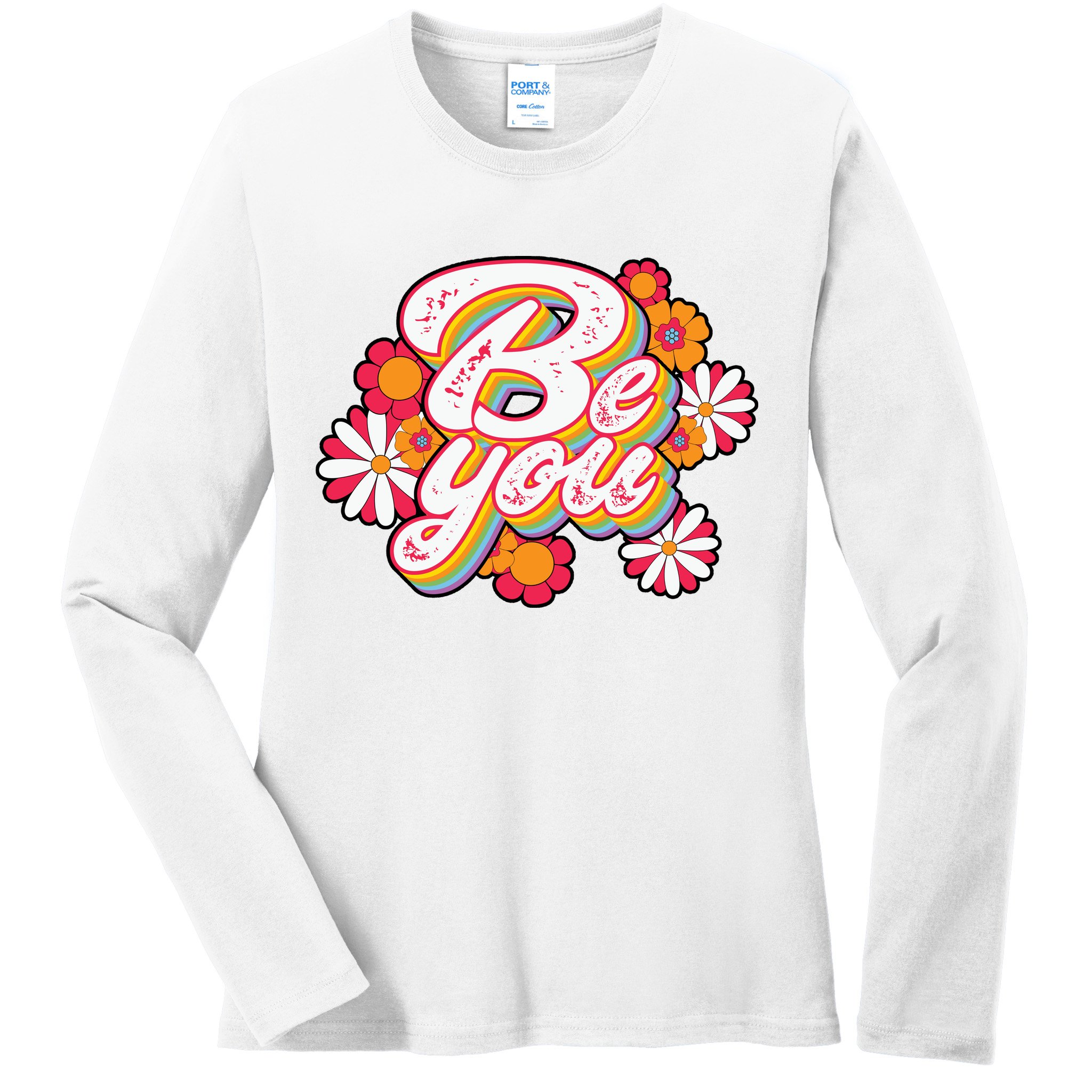 Be You Colorful Retro Vintage Floral Ladies Long Sleeve Shirt