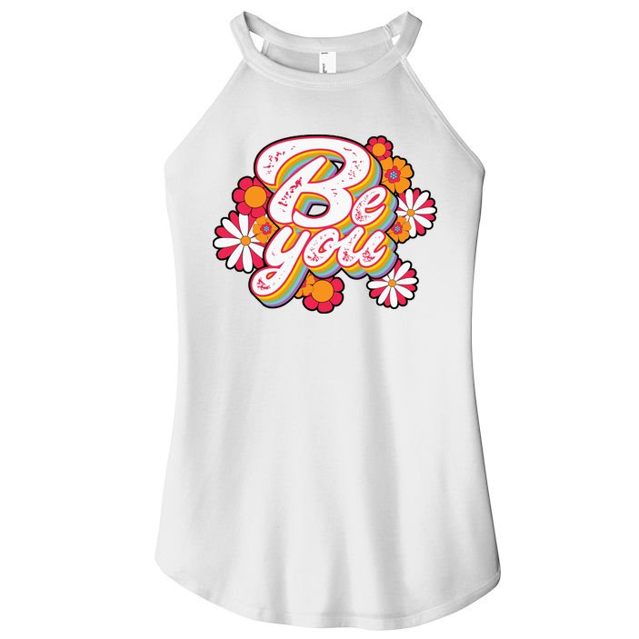 Be You Colorful Retro Vintage Floral Women's Perfect Tri Rocker Tank