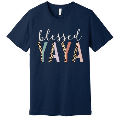 Blessed Yaya Cute Leopard Print Premium T-Shirt