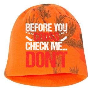 Before You Cross Check Me Dont Ice Hockey Player Gift Kati - Camo Knit Beanie