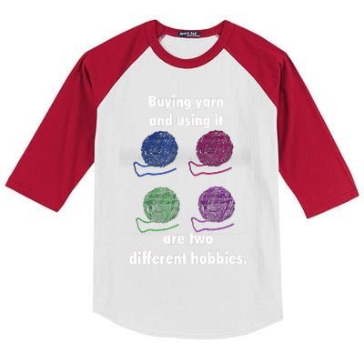 Buying Yarn Different Hobbies Knitting Crochet Funny Gift Kids Colorblock Raglan Jersey