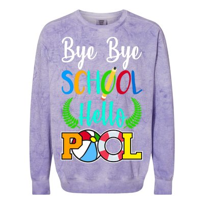 Bye Bye School Hello Pool Colorblast Crewneck Sweatshirt