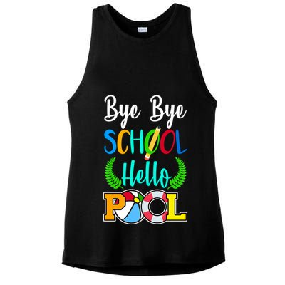 Bye Bye School Hello Pool Ladies PosiCharge Tri-Blend Wicking Tank