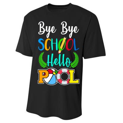 Bye Bye School Hello Pool Performance Sprint T-Shirt