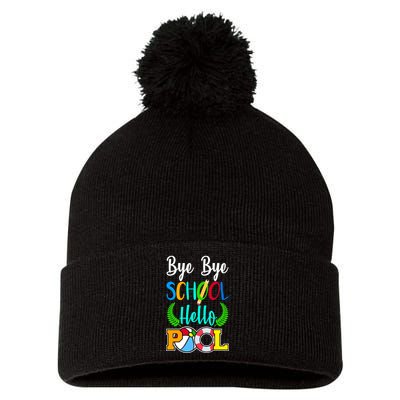 Bye Bye School Hello Pool Pom Pom 12in Knit Beanie