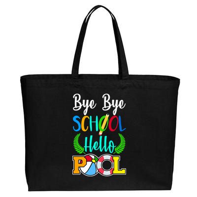 Bye Bye School Hello Pool Cotton Canvas Jumbo Tote