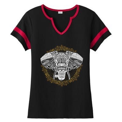 Bohemian Yoga Elephant Boho Majestic Spirit Animal Meaningful Gift Ladies Halftime Notch Neck Tee