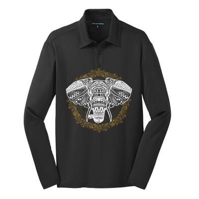 Bohemian Yoga Elephant Boho Majestic Spirit Animal Meaningful Gift Silk Touch Performance Long Sleeve Polo