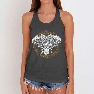 Bohemian Yoga Elephant Boho Majestic Spirit Animal Meaningful Gift Women's Knotted Racerback Tank