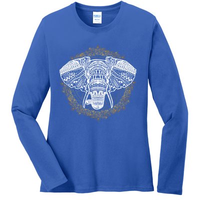 Bohemian Yoga Elephant Boho Majestic Spirit Animal Meaningful Gift Ladies Long Sleeve Shirt