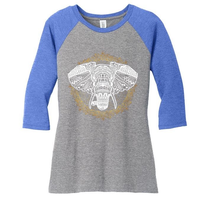 Bohemian Yoga Elephant Boho Majestic Spirit Animal Meaningful Gift Women's Tri-Blend 3/4-Sleeve Raglan Shirt