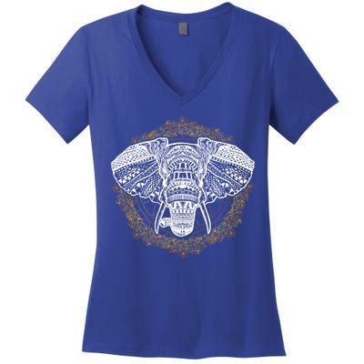 Bohemian Yoga Elephant Boho Majestic Spirit Animal Meaningful Gift Women's V-Neck T-Shirt