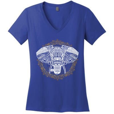 Bohemian Yoga Elephant Boho Majestic Spirit Animal Meaningful Gift Women's V-Neck T-Shirt