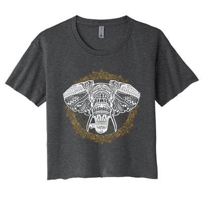 Bohemian Yoga Elephant Boho Majestic Spirit Animal Meaningful Gift Women's Crop Top Tee