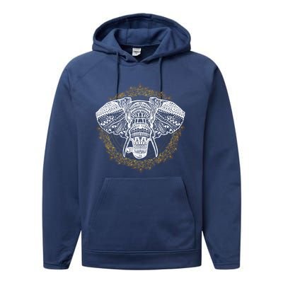 Bohemian Yoga Elephant Boho Majestic Spirit Animal Meaningful Gift Performance Fleece Hoodie