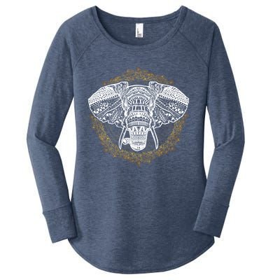 Bohemian Yoga Elephant Boho Majestic Spirit Animal Meaningful Gift Women's Perfect Tri Tunic Long Sleeve Shirt