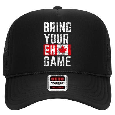 Bring Your Eh Game Canadian Flag Canada Pride High Crown Mesh Back Trucker Hat