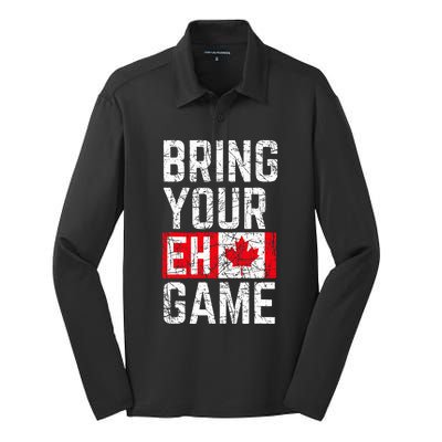 Bring Your Eh Game Canadian Flag Canada Pride Silk Touch Performance Long Sleeve Polo