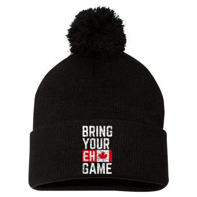 Bring Your Eh Game Canadian Flag Canada Pride Pom Pom 12in Knit Beanie