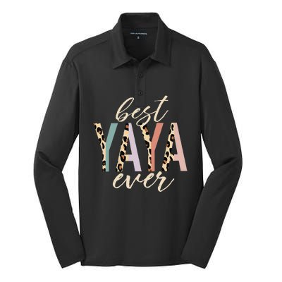 Best Yaya Ever Gifts Leopard Print Mothers Day Silk Touch Performance Long Sleeve Polo