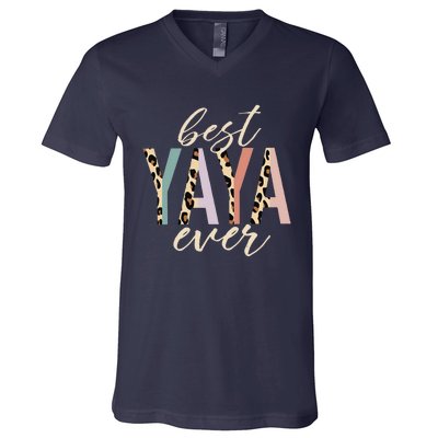 Best Yaya Ever Gifts Leopard Print Mothers Day V-Neck T-Shirt