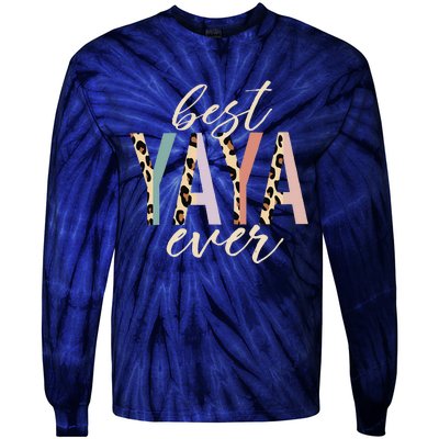 Best Yaya Ever Gifts Leopard Print Mothers Day Tie-Dye Long Sleeve Shirt