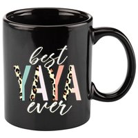 Best Yaya Ever Gifts Leopard Print Mothers Day 11oz C Handle Ceramic Mug