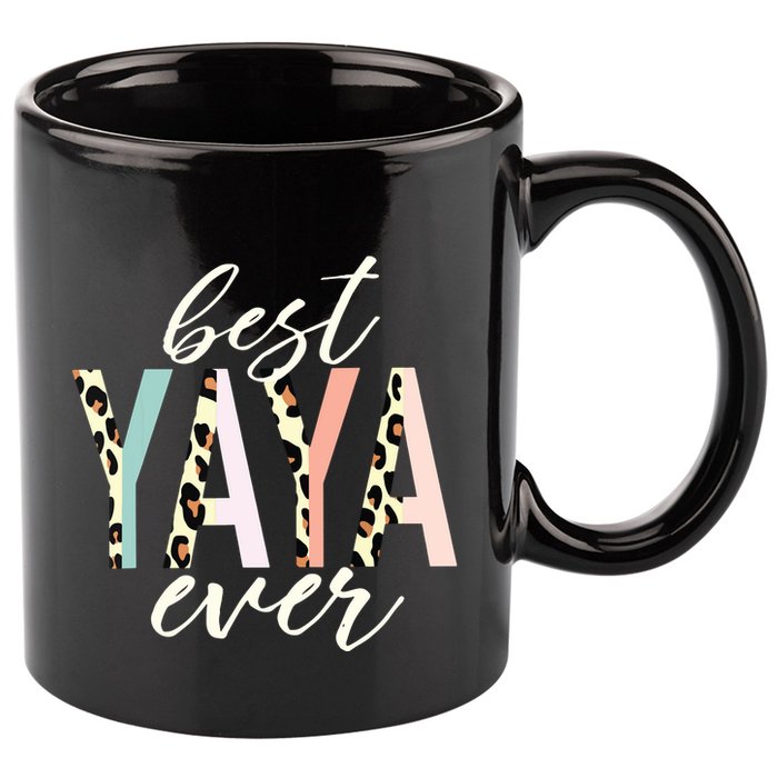 Best Yaya Ever Gifts Leopard Print Mothers Day 11oz C Handle Ceramic Mug