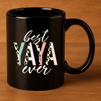 Best Yaya Ever Gifts Leopard Print Mothers Day 11oz C Handle Ceramic Mug