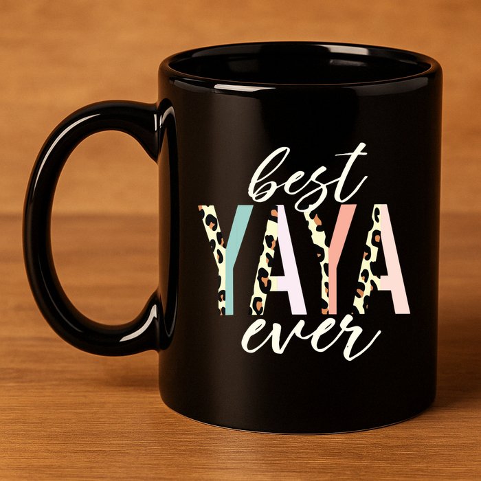 Best Yaya Ever Gifts Leopard Print Mothers Day 11oz C Handle Ceramic Mug