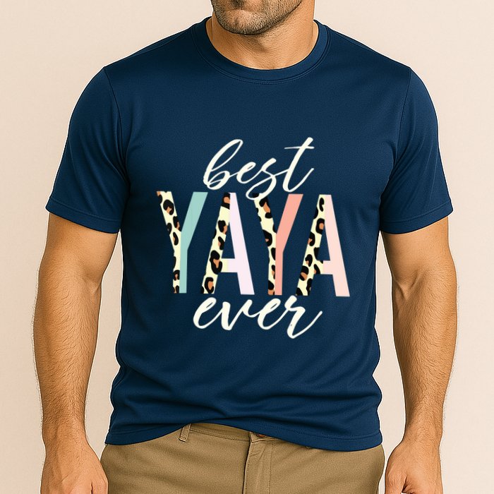 Best Yaya Ever Gifts Leopard Print Mothers Day Cooling Performance Crew T-Shirt